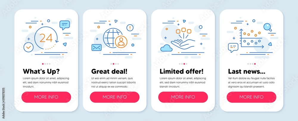 Set of Science icons, such as International recruitment, Consolidation, 24 hours symbols. Mobile screen app banners. Dot plot line icons. World business, Strategy, Time. Presentation graph. Vector Set of Science icons, such as International recruitment, Consolidation, 24 hours symbols. Mobile screen app banners. Dot plot line icons. World business, Strategy, Time. Presentation graph. Vector