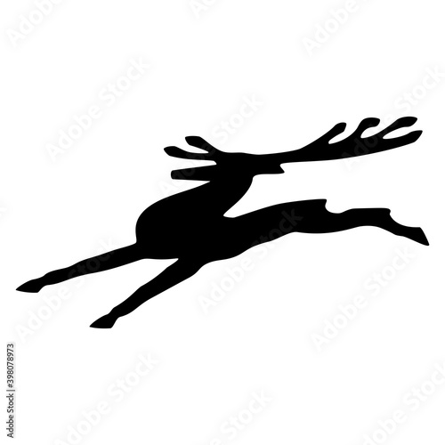 Silhouette of a running deer. Vector illustration on a white background.