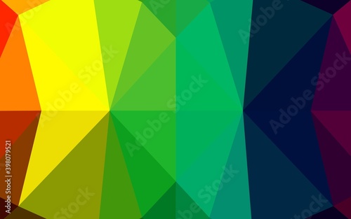 Dark Multicolor, Rainbow vector low poly cover. Colorful illustration in abstract style with gradient. A new texture for your design.