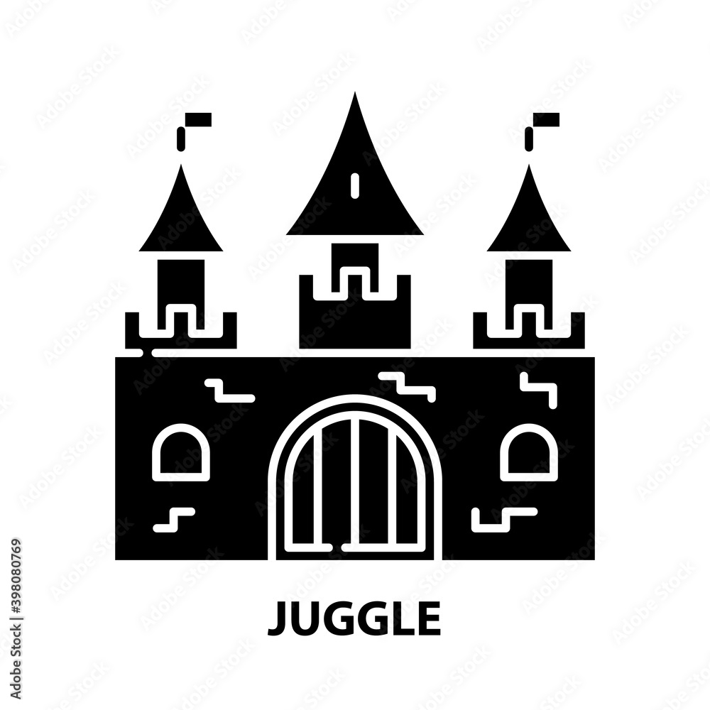 juggle icon, black vector sign with editable strokes, concept illustration