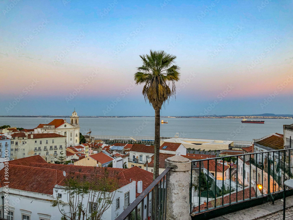 Sunset with river view in Lisbon
