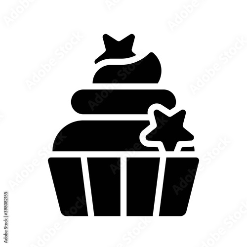 Christmas cupcake icon, Christmas food and drink vector