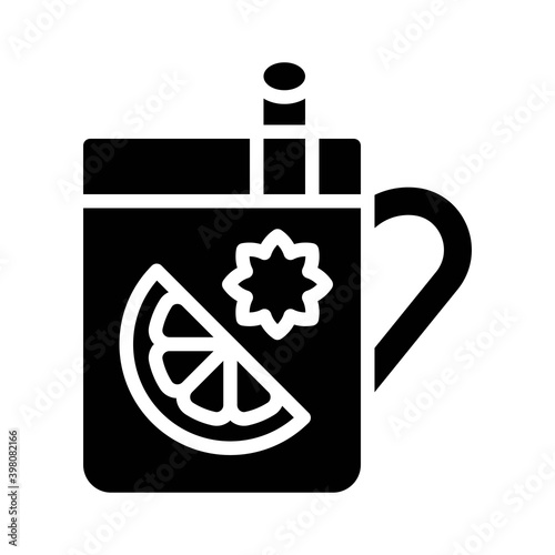 Mulled wine icon, Christmas food and drink vector
