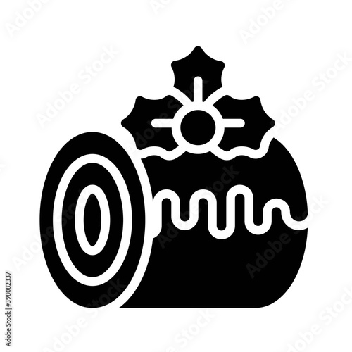 Swiss roll icon, Christmas food and drink vector