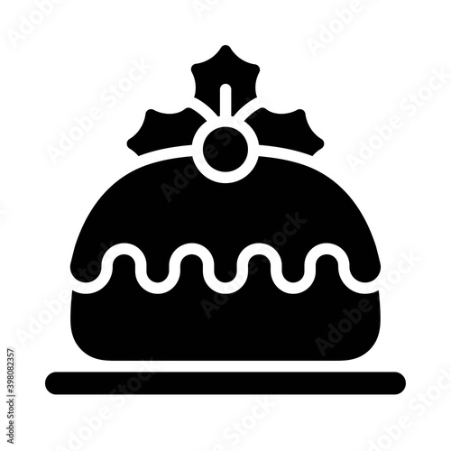 Cake icon, Christmas food and drink vector