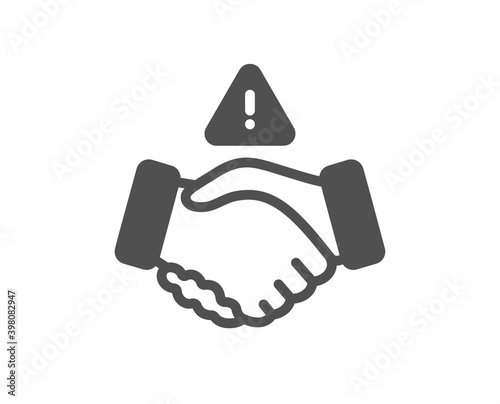 Dont handshake icon. Hand touch warning sign. Hygiene notification symbol. Quality design element. Flat style dont handshake icon. Editable stroke. Vector