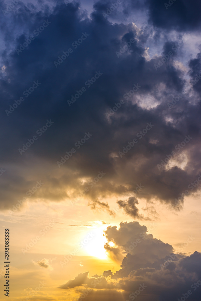 Pattern of colorful cloud and sky sunset or sunrise: Dramatic sunset in twilight