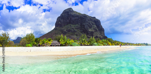 Relaxing tropical holidays . beach scenery . resorts of Mauritius island, Le Morne beach