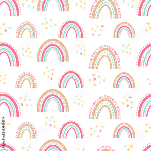 Rainbow vector seamless pattern on isolated background