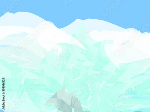 
High mountains covered with snow and glaciers