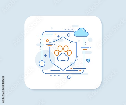 Dog paw line icon. Abstract vector button. Pets care sign. Animal step symbol. Dog paw line icon. Protect shield concept. Vector