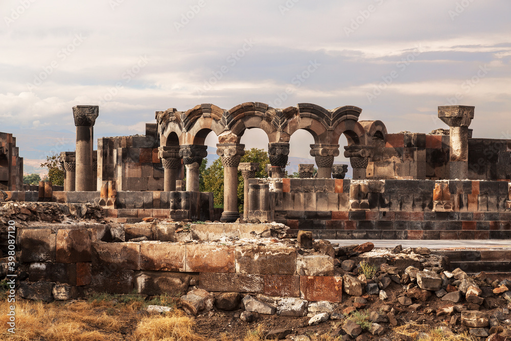The ruins of a medieval temple of Zvartnots in Armenia