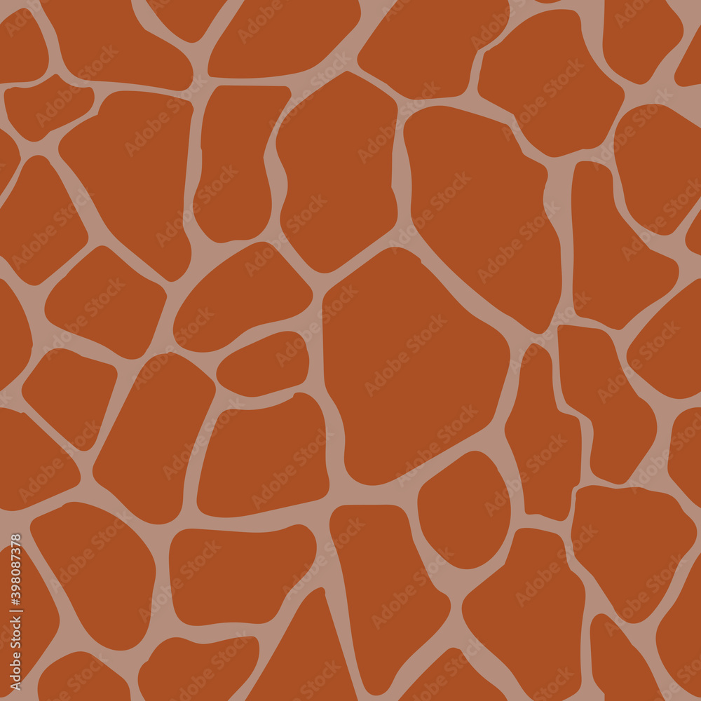 Naklejka premium Seamless giraffe skin pattern. Animal skin in vector. Print for clothing, dress, fabric, background printing. Seamless colorful giraffe pattern. Vector image. Safari texture, zoo, jungle.