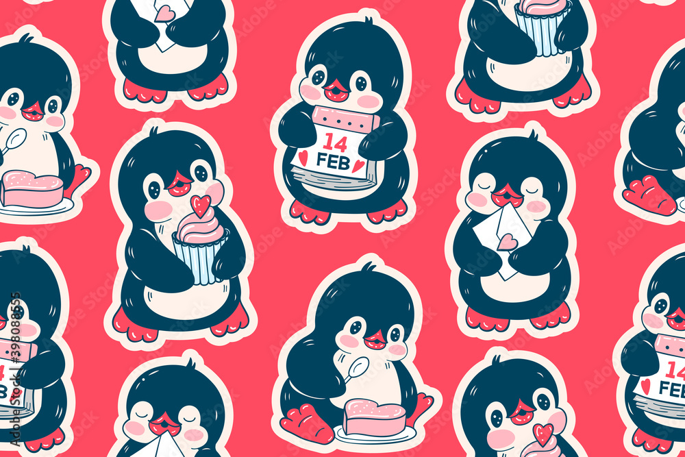 Seamless pattern with cute penguins Seamless pattern with cute penguins