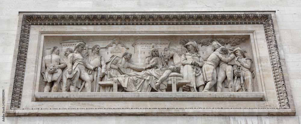  Triumphal arch on the Champs Elysees.Bas-relief 
