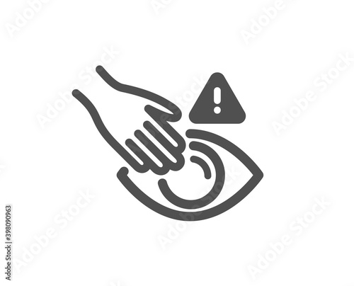 Dont touch eyes icon. Hand warning sign. Hygiene notification symbol. Quality design element. Flat style dont touch icon. Editable stroke. Vector