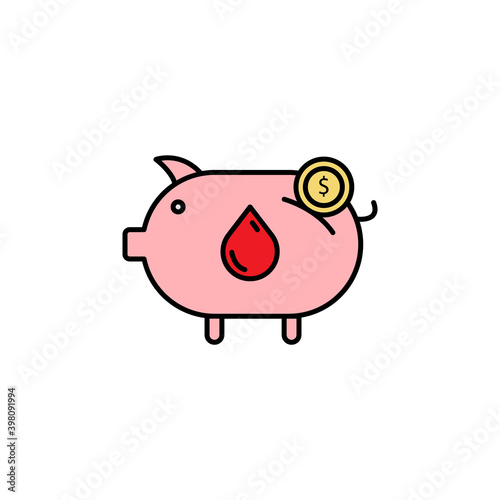piggy bank, blood donation line icon. Signs and symbols can be used for web, logo, mobile app, UI, UX