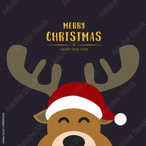 rudolph reindeer horns merry christmas happy new year red hat