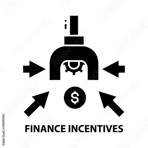 finance incentives icon, black vector sign with editable strokes, concept illustration