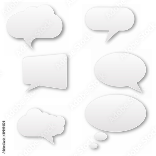 Set of paper speech bubbles. Vector