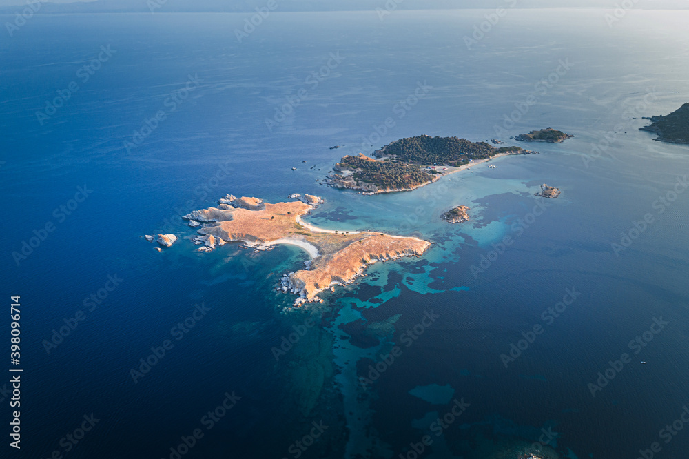 Drenia Island aerial view near Athos Drenia Island aerial view near Athos