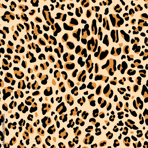 Leopard. Seamless leopard skin pattern. Animal skin in vector. Printing on clothing  dress  fabric  background printing. Seamless colorful leopard pattern. Vector image. Safari texture  zoo  jungle.