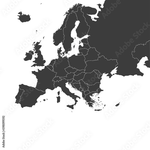 Europe map with country borders  vector illustration.