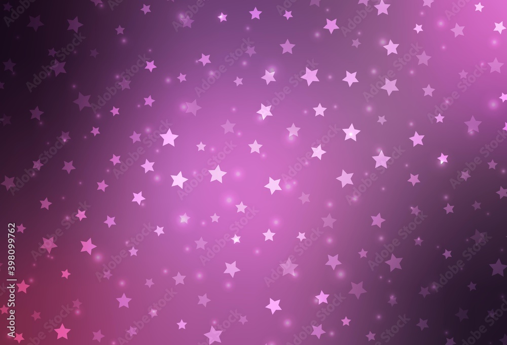 Light Purple, Pink vector layout with bright snowflakes, stars.