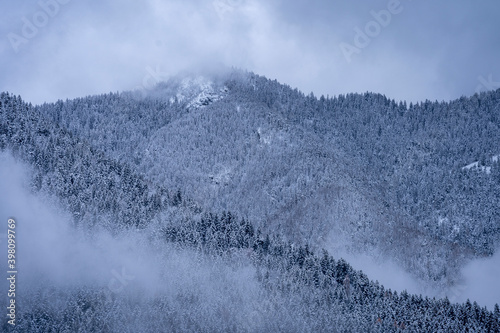 Italy, Trentino, Vervò - 7 December 2020 - Mysterious snowy winter landscape