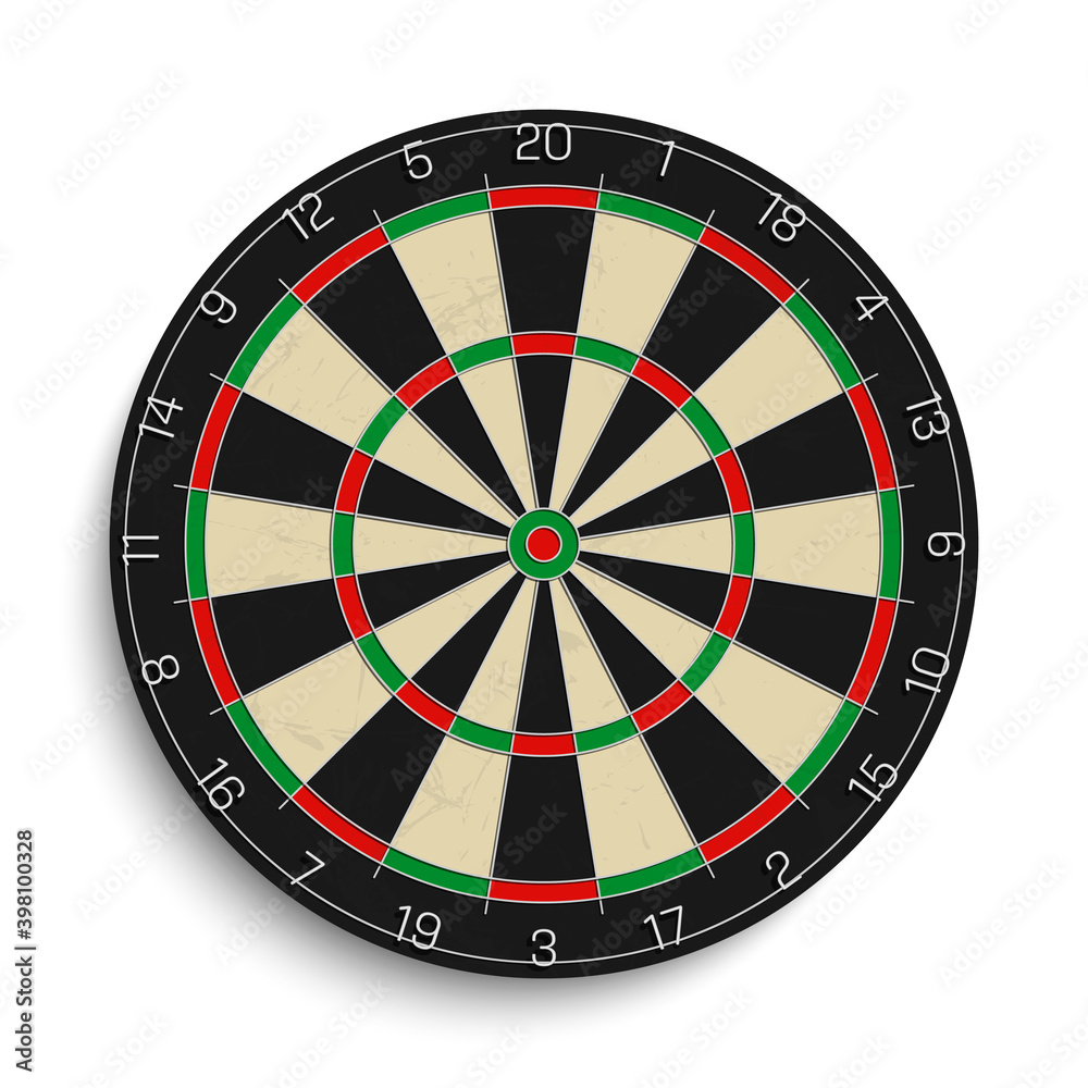 Realistic dart board isolated on white background. Realistic dart board isolated on white background.