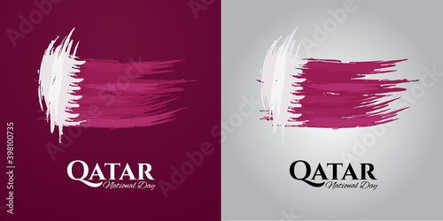 Qatar National Day of Qatar. a national holiday celebrating the union and gaining independence Qatar December 18, 1878. silhouettes sights of Qatar capital of Doha vector holiday illustration.