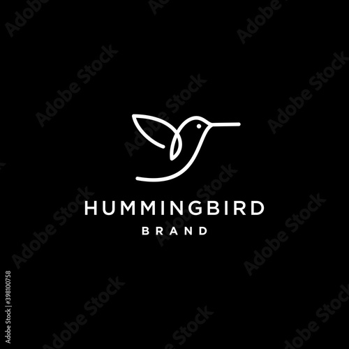 hummingbird colibri bird with leaf nature logo icon line abstract outline monoline vector illustration