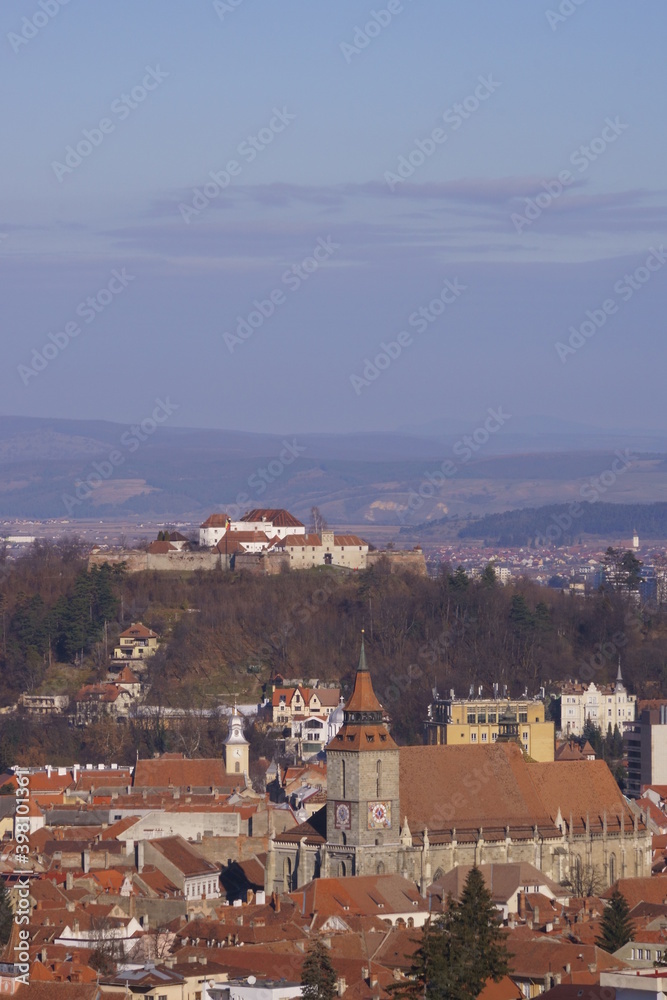 Black Church and the panorama of Brasov, Transylvania, Romania