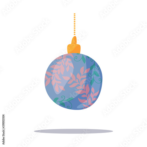 The concept of winter holidays and celebrations. Beautiful decorations for the Christmas tree. Set of holiday decorations. Set of golden hanging toys of the Christmas tree.