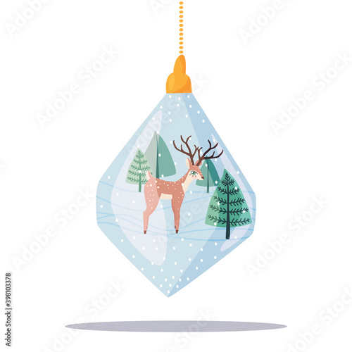The concept of winter holidays and celebrations. Beautiful decorations for the Christmas tree. Set of holiday decorations. Set of golden hanging toys of the Christmas tree.