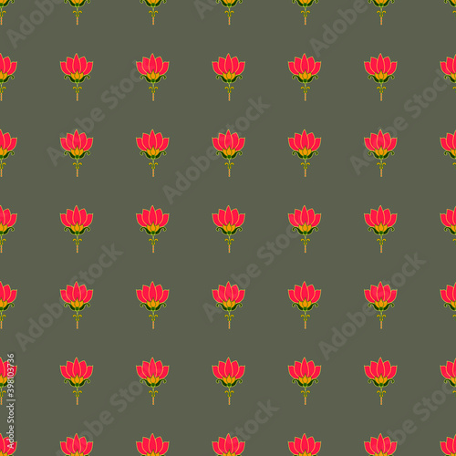  pink lotus with grey background seamless repeat pattern