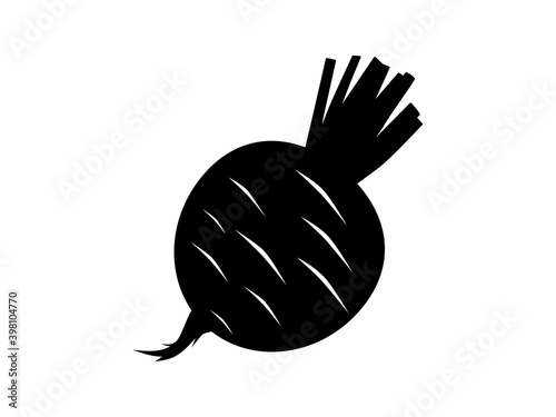 Ripe sugar beet icon. Fresh juicy black vegetable with clipped tops healthy vitamin root for salad juice cleanse liver vegan raw food.