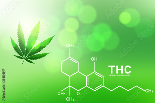 THC or tetrahydrocannabinol molecular structural chemical formula
