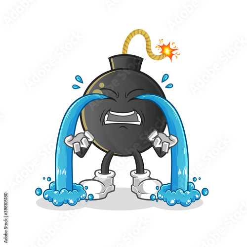 bomb crying illustration. character vector