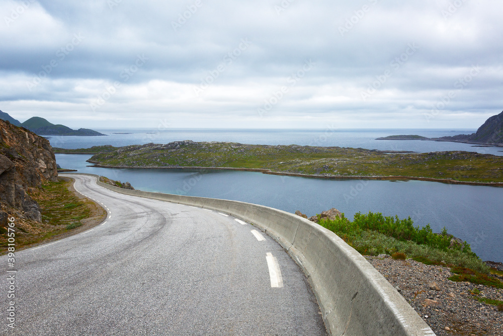 Norway. Winding highway along the mountains