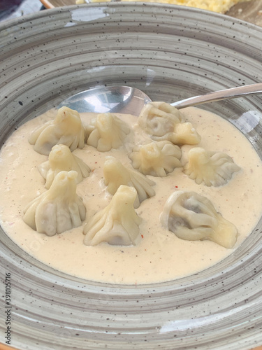 Georgian khinkali in sauce