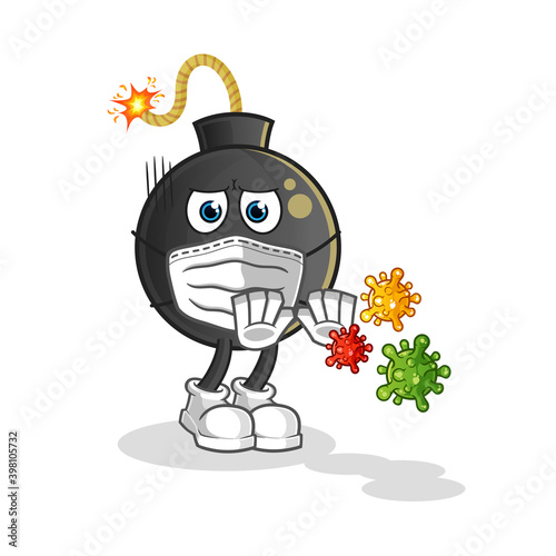 bomb refuse viruses cartoon. cartoon mascot vector