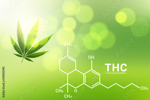 THC or tetrahydrocannabinol molecular structural chemical formula