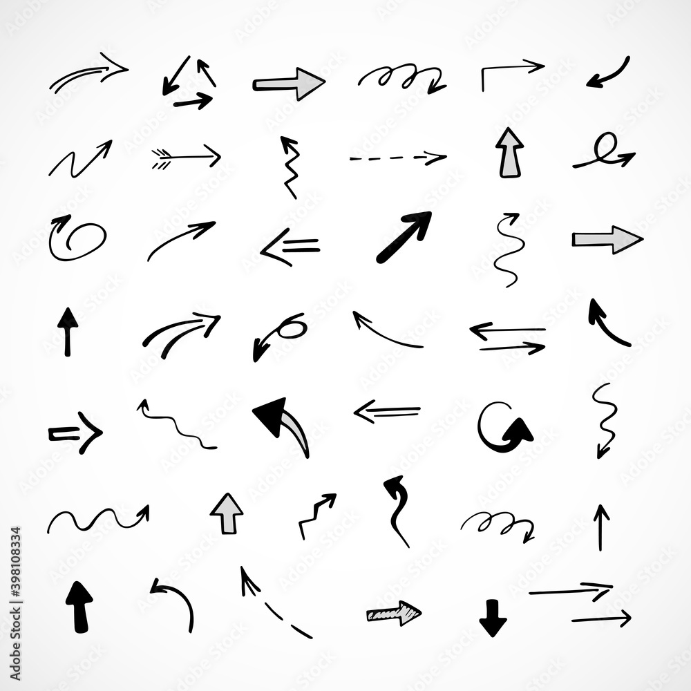 Vector set of hand-drawn arrows, elements for presentation Vector set of hand-drawn arrows, elements for presentation