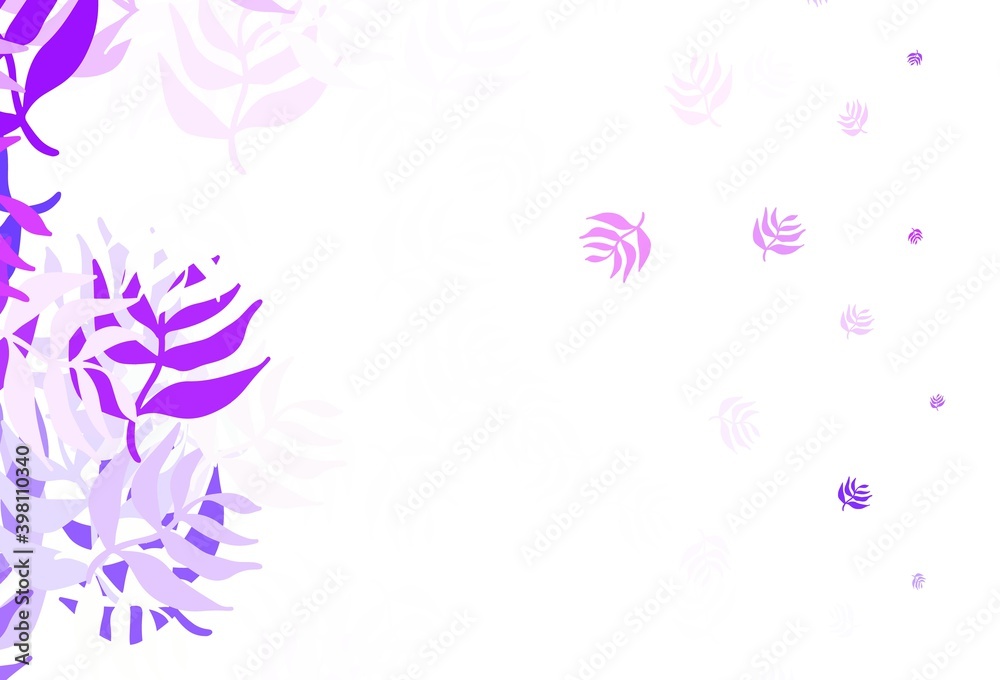 Light Pink vector doodle pattern with leaves. Light Pink vector doodle pattern with leaves.