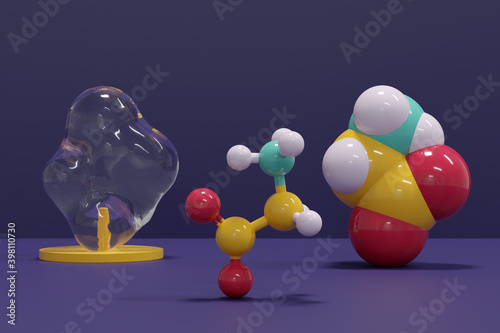 Glycine (Gly, G) amino acid molecule. photo