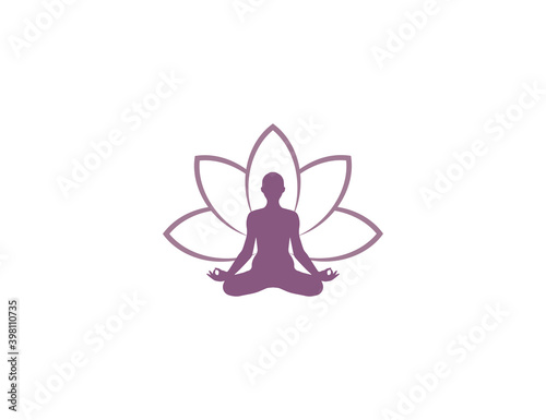 Lotus position, flower, yoga icon. Vector illustration.