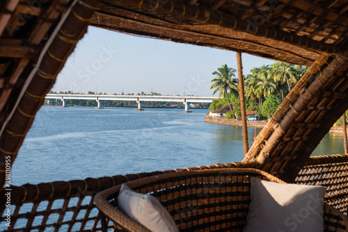 Fototapeta Landscape and Interiors from a boathouse drive in Charpora Goa