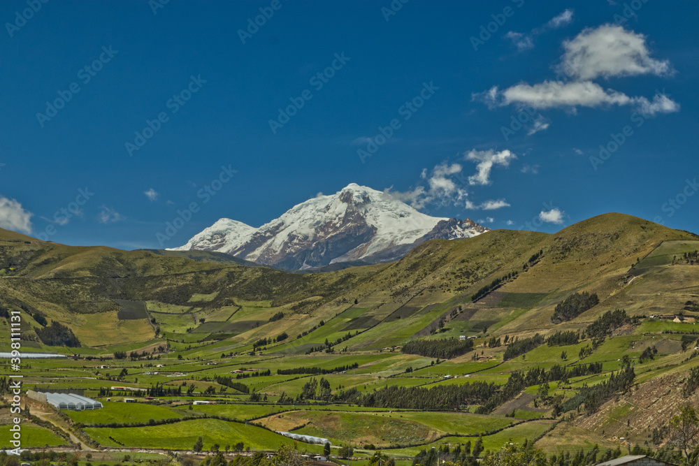 landscape with blue sky mountains in Cayambe
