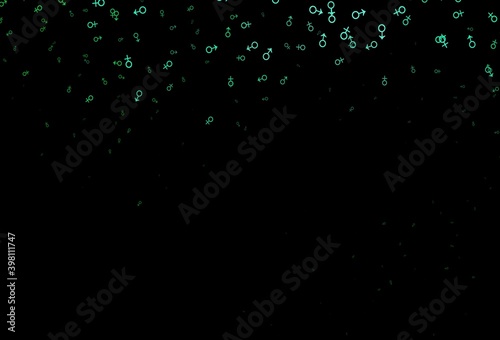 Dark green vector template with man, woman symbols.